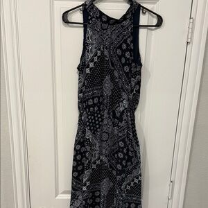 New York & Company Black and White Paisley Midi Dress
